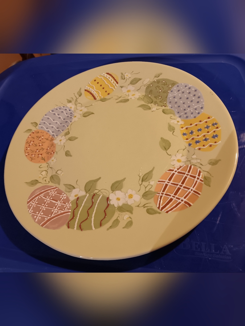 Large Easter Egg Decorative Ceramic Plate - Off White